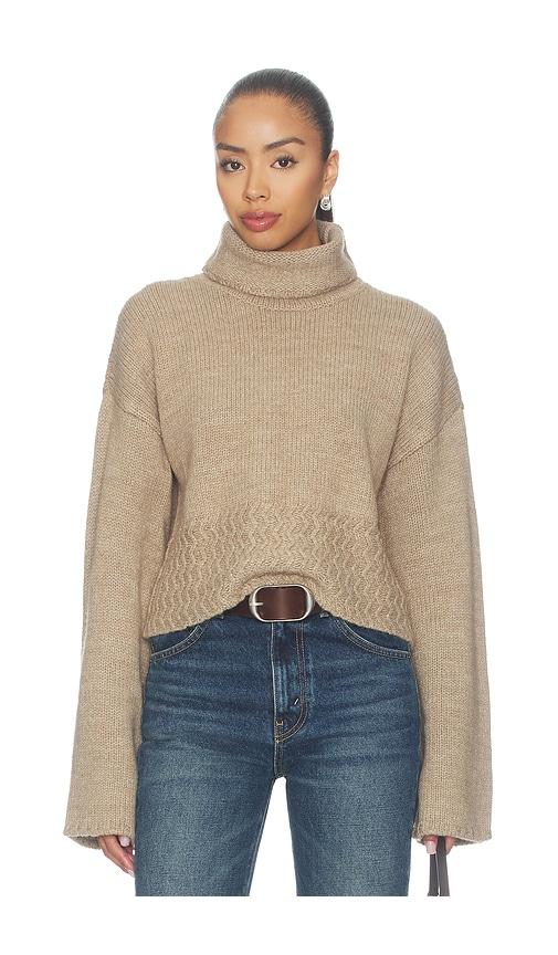 Tularosa Viktoria Funnel Neck Pullover in Taupe by TULAROSA