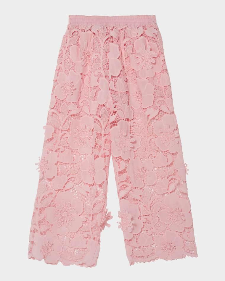 Girl's Riviera Rose Lace Organza Wide-Leg Pants, Size 3-11 by TUTU DU MONDE