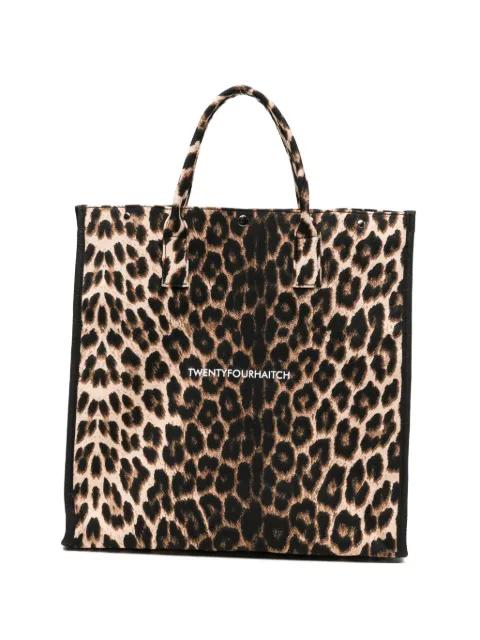 Myrtos leopard-print tote bag by TWENTY FOURHAITCH