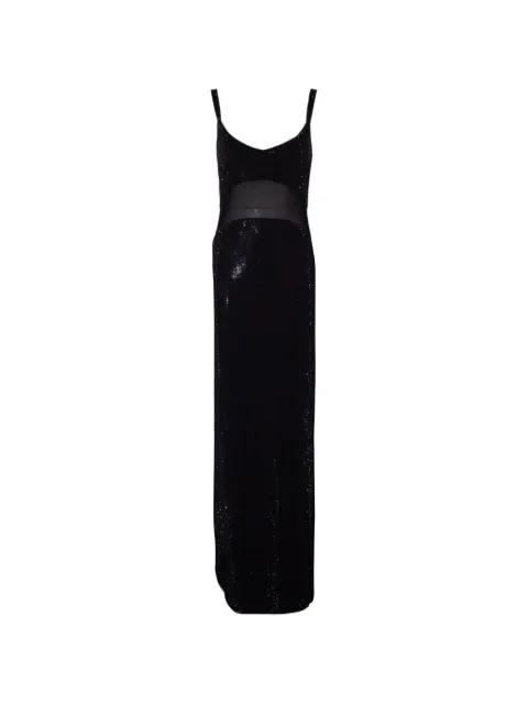 rhinestone sheer-detail maxi dress by TWENTY FOURHAITCH