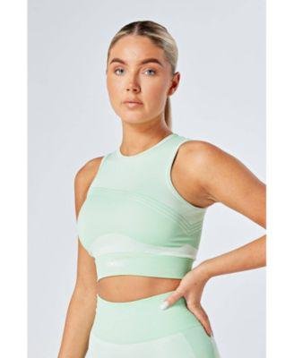Women's Recycled Colour Block Body Fit Racer Crop Top by TWILL ACTIVE