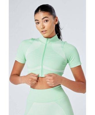 Women's Recycled Colour Block Zip-up Crop Top by TWILL ACTIVE