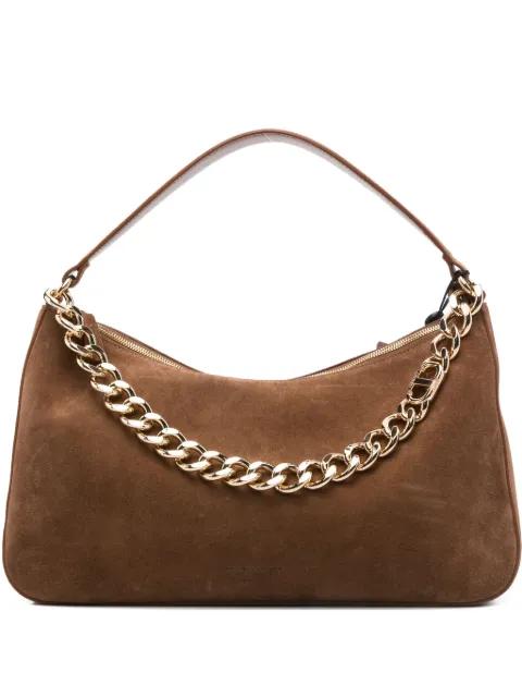 Liliane chain-embellished suede shoulder bag by TWINSET