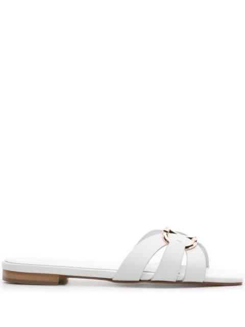 Oval T-plaque leather slides by TWINSET