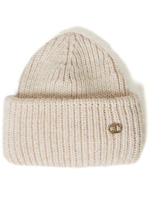 Oval T ribbed knit beanie by TWINSET