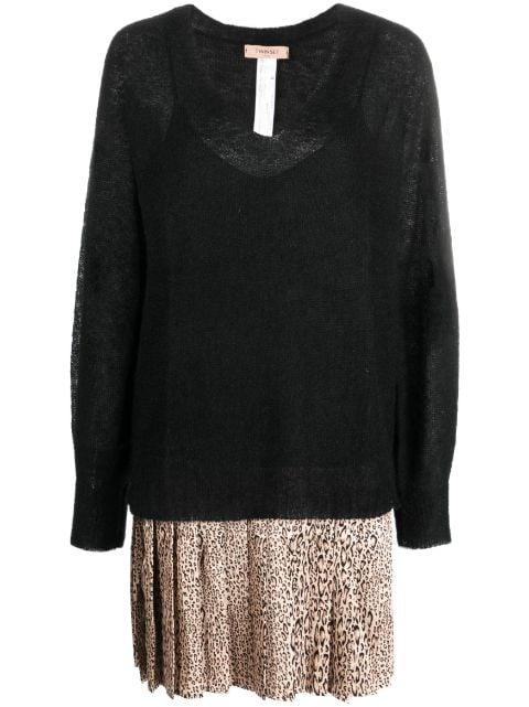 V-neck panelled minidress by TWINSET