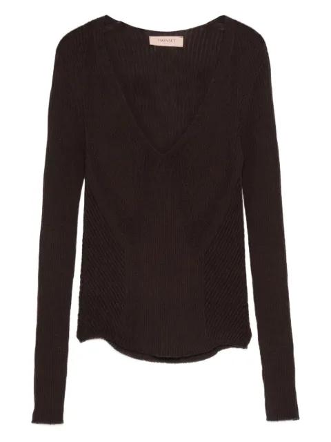 V-neck ribbed sweater by TWINSET