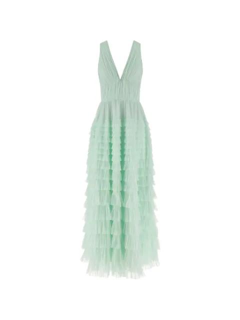 V-neck ruffled tulle maxi dress by TWINSET