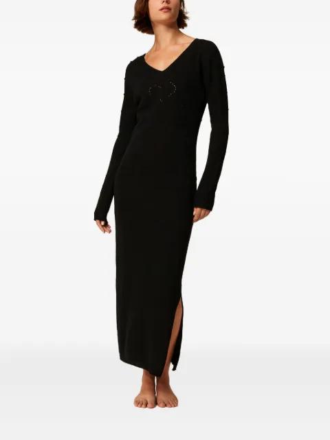 V-neck textured knit dress by TWINSET