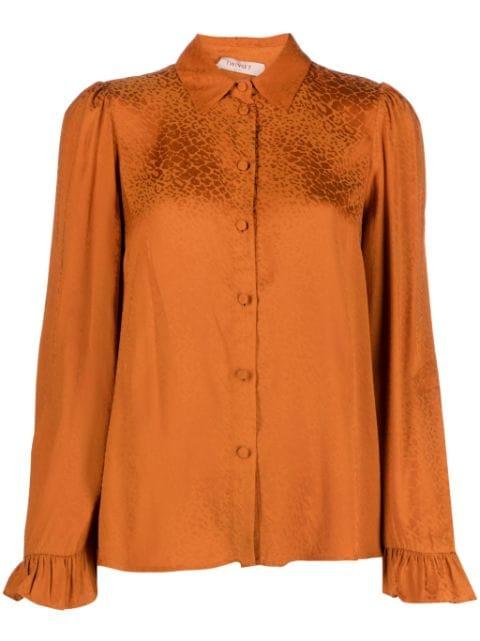 animal-print ruffle-cuffs shirt by TWINSET