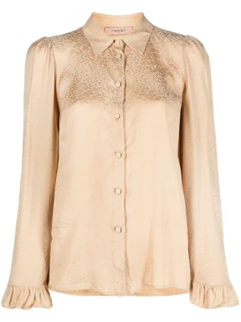 animal-print ruffle-cuffs shirt by TWINSET