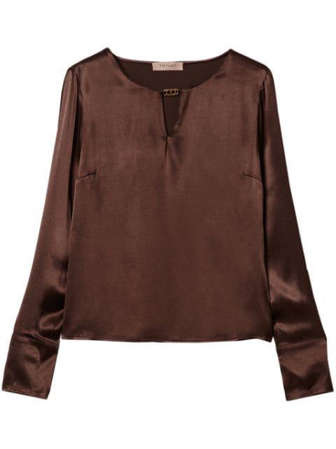 appliqué-logo satin blouse by TWINSET