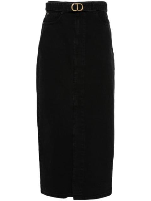 belted denim midi skirt by TWINSET
