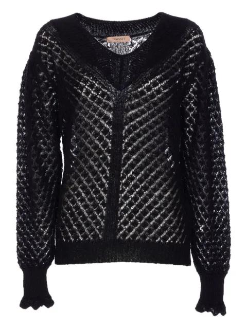 boat-neck perforated pullover by TWINSET