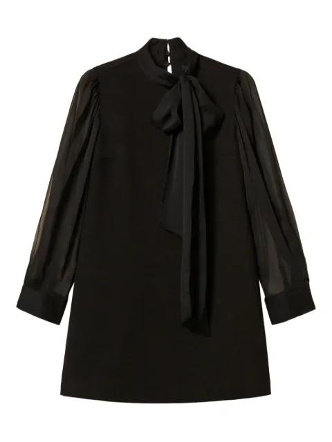 bow-neck sheer-sleeve mini dress by TWINSET