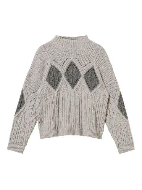 cable-knit intarsia jumper by TWINSET