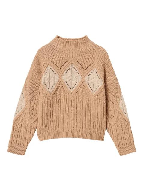 cable-knit intarsia jumper by TWINSET