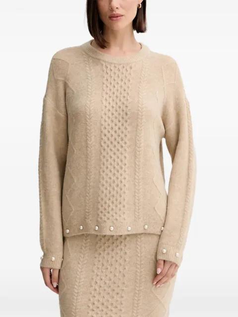 cable-knit pearl-embellished sweater by TWINSET