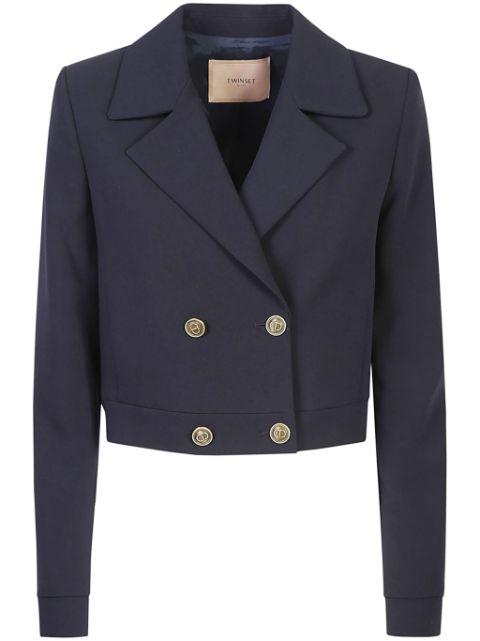 cady-texture cropped jacket by TWINSET