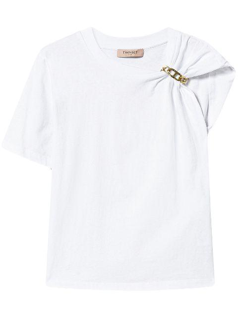 chain detail cotton t-shirt by TWINSET