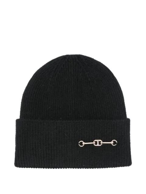 chain-embellished beanie hat by TWINSET