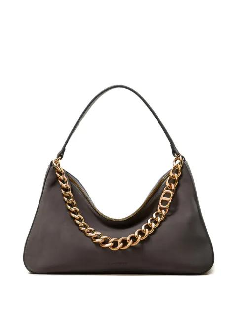 chain-embellished suede shoulder bag by TWINSET