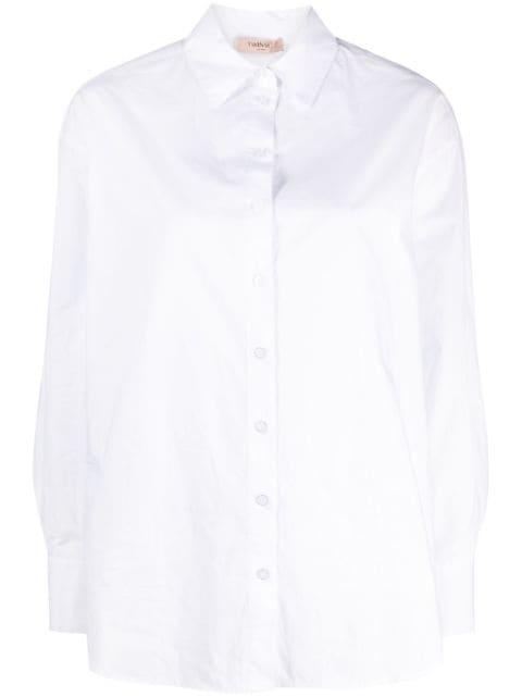 chain-link belt poplin shirt by TWINSET