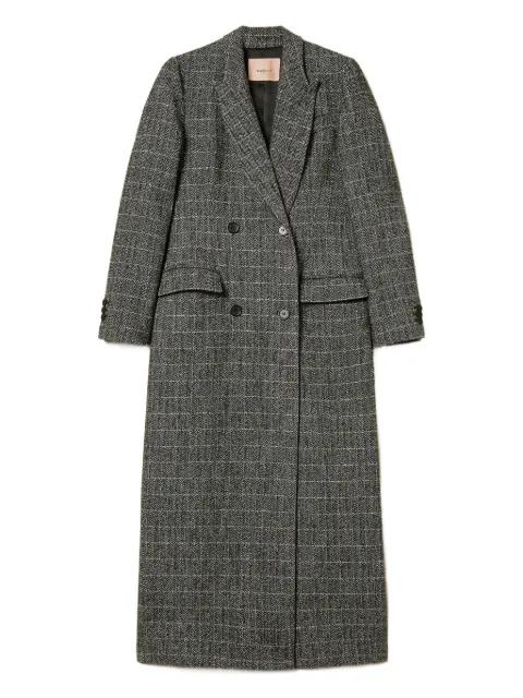 checked-print double-breasted coat by TWINSET