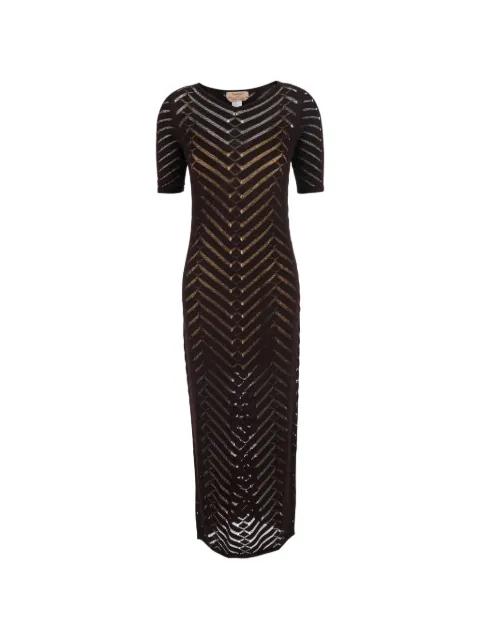chevron-knit short-sleeve midi dress by TWINSET