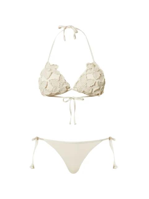 crochet-knit triangle bikini set by TWINSET