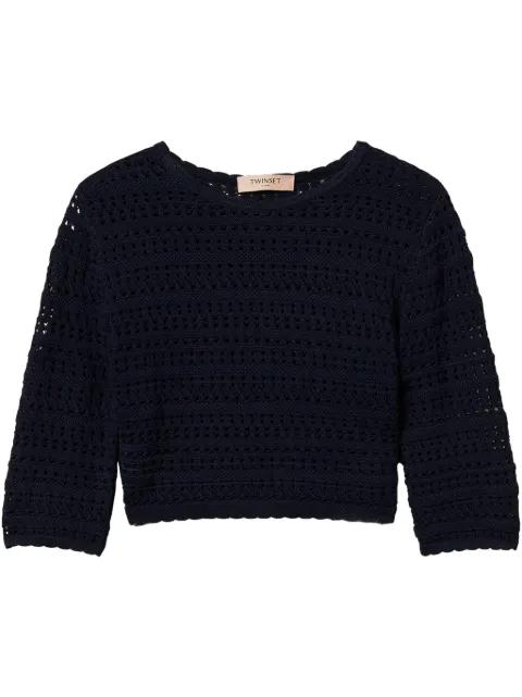 cropped open-knit jumper by TWINSET