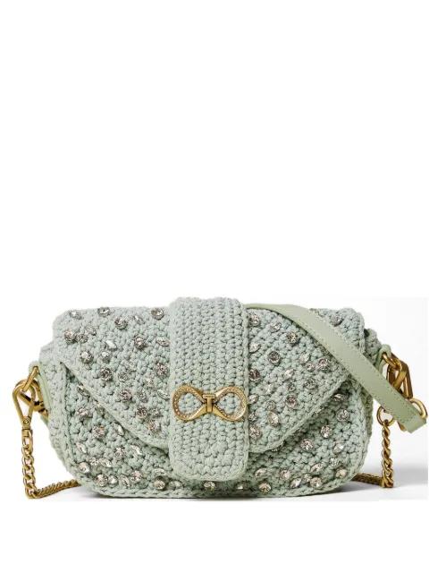 crystal-embellished crochet shoulder bag by TWINSET