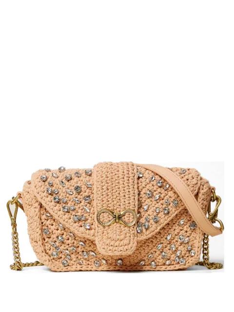 crystal-embellished crochet shoulder bag by TWINSET