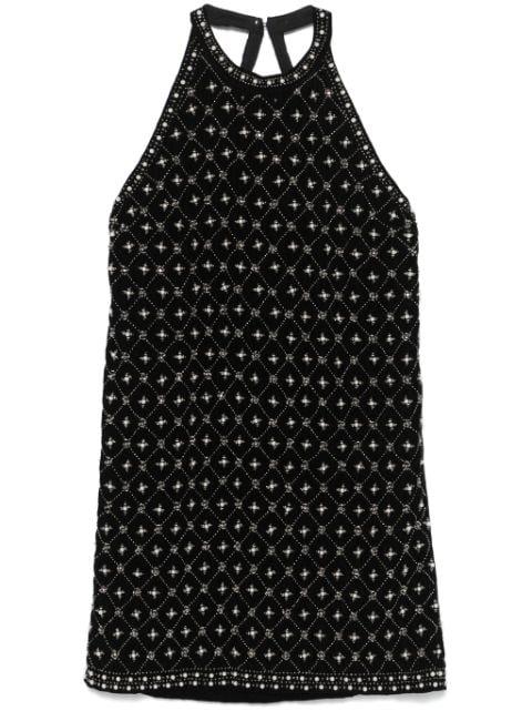 crystal-embroidered velvet mini dress by TWINSET