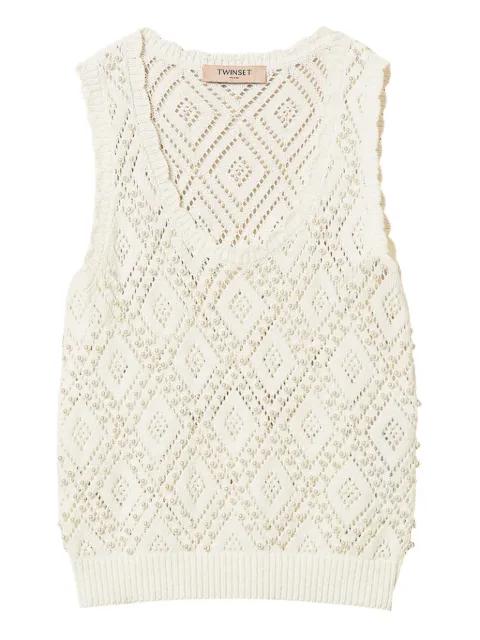 diamond-pattern knitted top by TWINSET