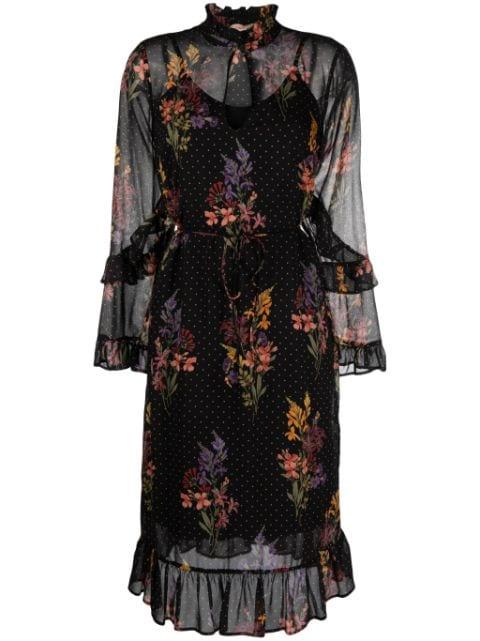 double-layer floral-print midi dress by TWINSET