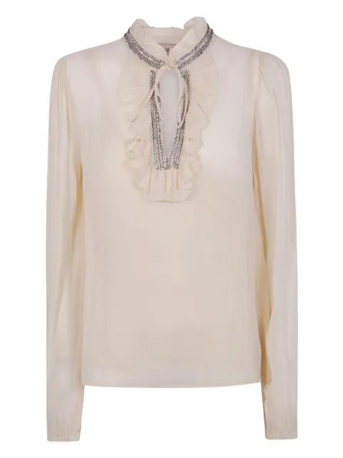 embellished ruffled blouse by TWINSET