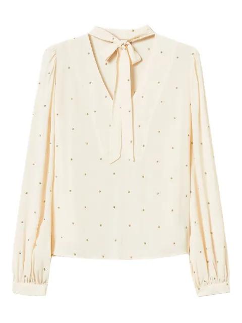 embellished tie-neck blouse by TWINSET
