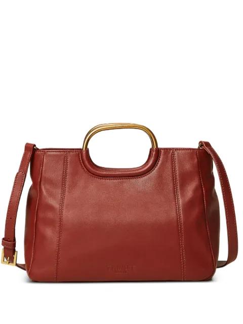 embossed-logo leather tote bag by TWINSET