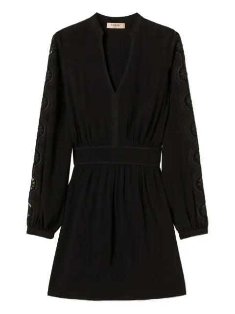 embroidered V-neck mini dress by TWINSET