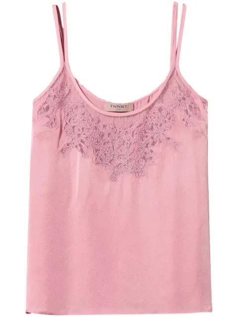 embroidered-detailing satin top by TWINSET