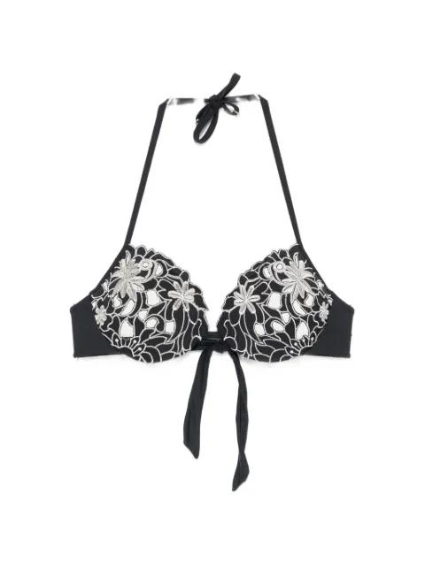 embroidered halterneck bikini top by TWINSET