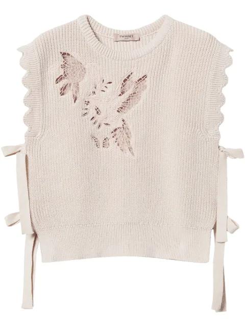 embroidered lace-detail top by TWINSET