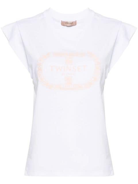 embroidered-logo sleeveless T-shirt by TWINSET