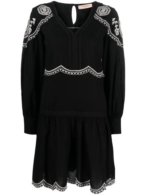 embroidered long-sleeve short dress by TWINSET