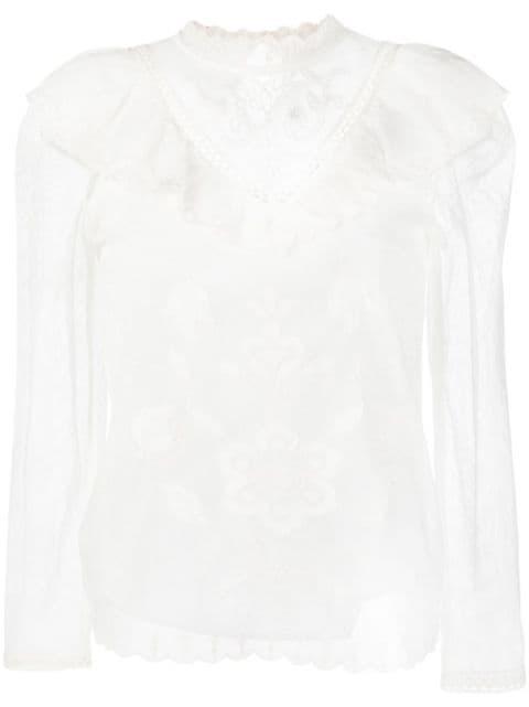 embroidered mesh blouse by TWINSET