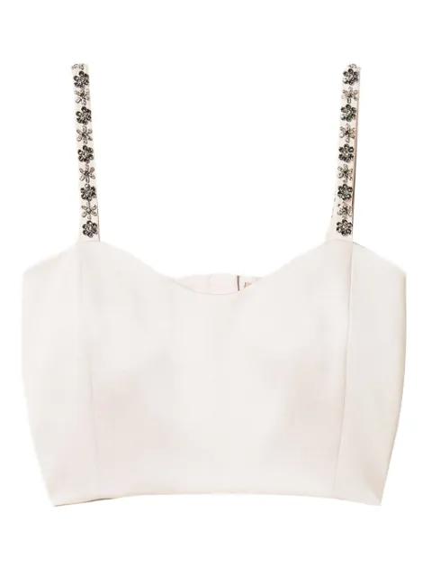 embroidered-strap duchess-satin top by TWINSET