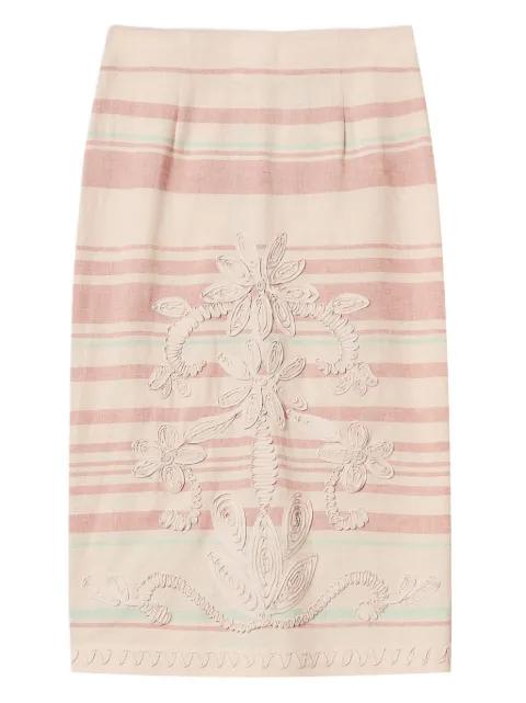 embroidered striped pencil skirt by TWINSET