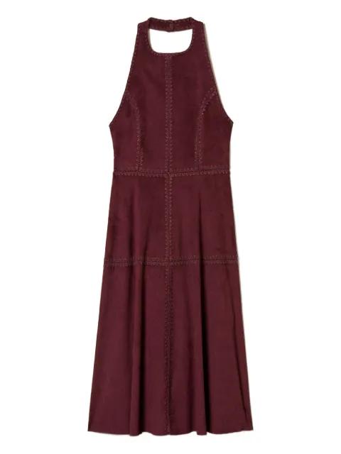 embroidery suede midi dress by TWINSET