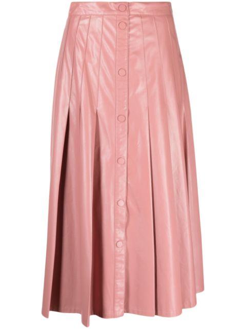 faux-leather pleated midi skirt by TWINSET
